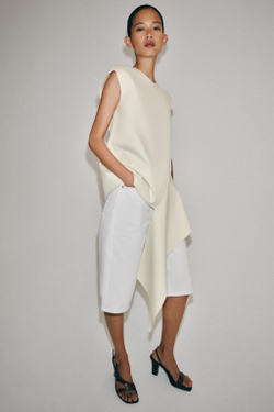 ZARA ТОП АСИММЕТРИЧНОГО КРОЯ — ZW COLLECTION, ЭКРЮ