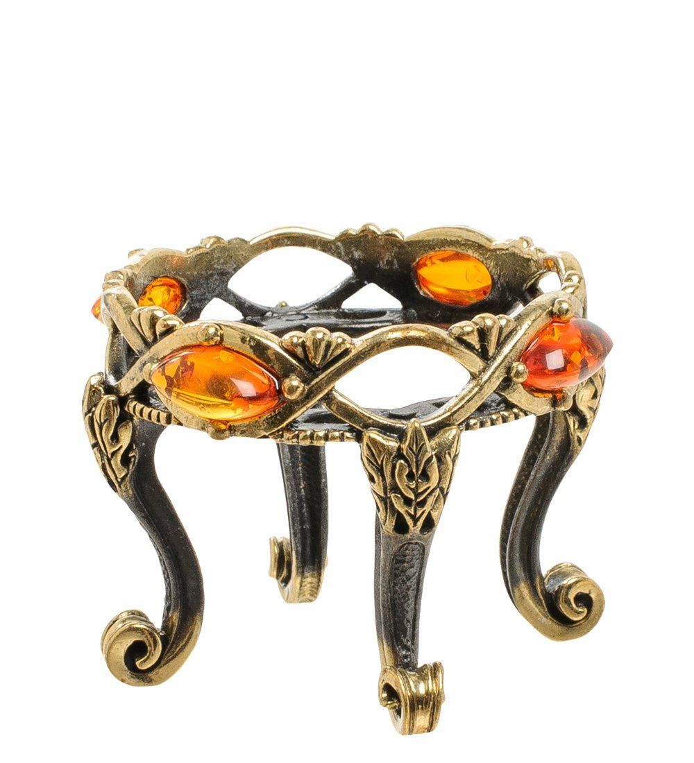 Народные промыслы AM-1907 Подсвечник « Французский» (латунь, янтарь)