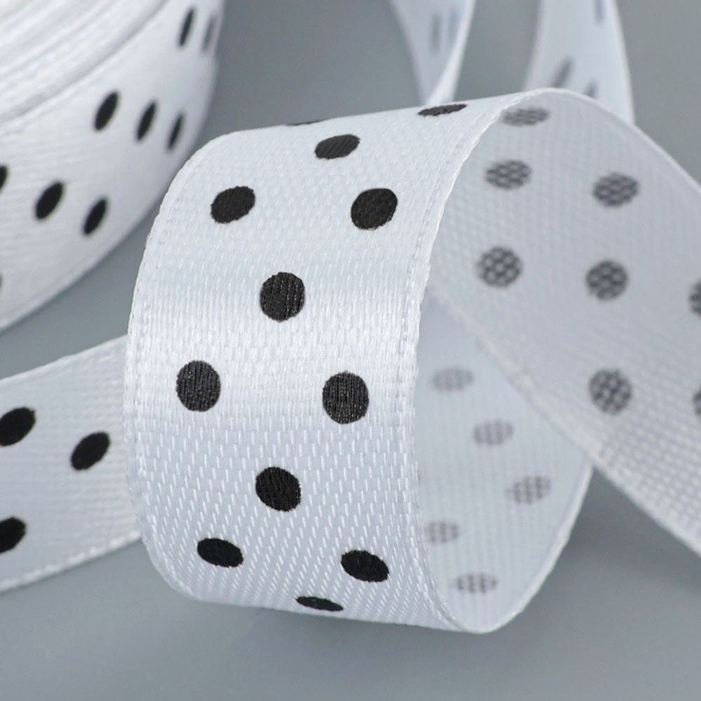 Атласная лента в горошек 25 мм