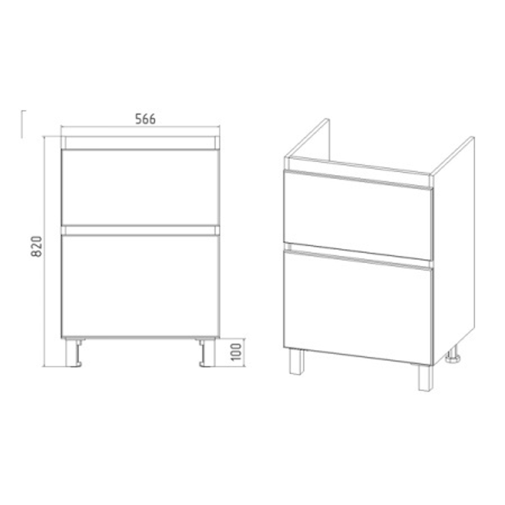 Тумба "Мальта" COMO 60 с раковиной 2 ящика