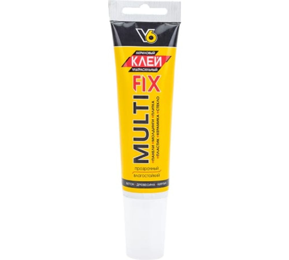 Клей «V6» MULTI FIX, акриловый ультрасильный, прозрачный, 100 г