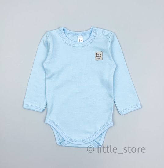 Боди хлопковое Basic с длинным рукавом Голубое