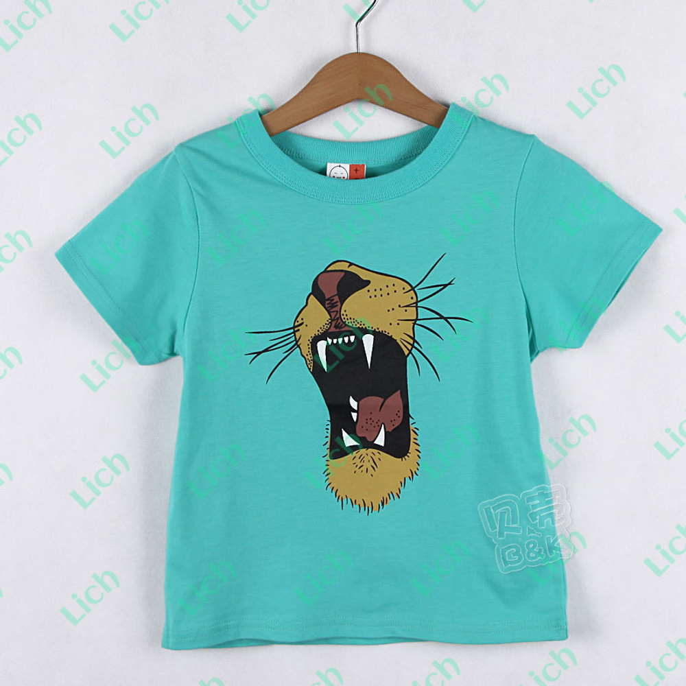 Футболка детская однотонная с контрастным принтом морды льва