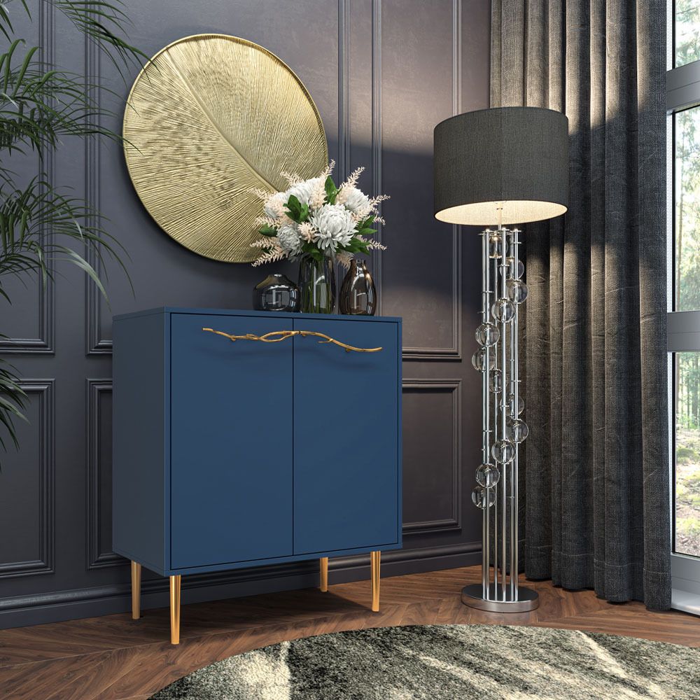 Комод Арт Колор matte Стайл Голд с 2 полками Королевский синий матовый