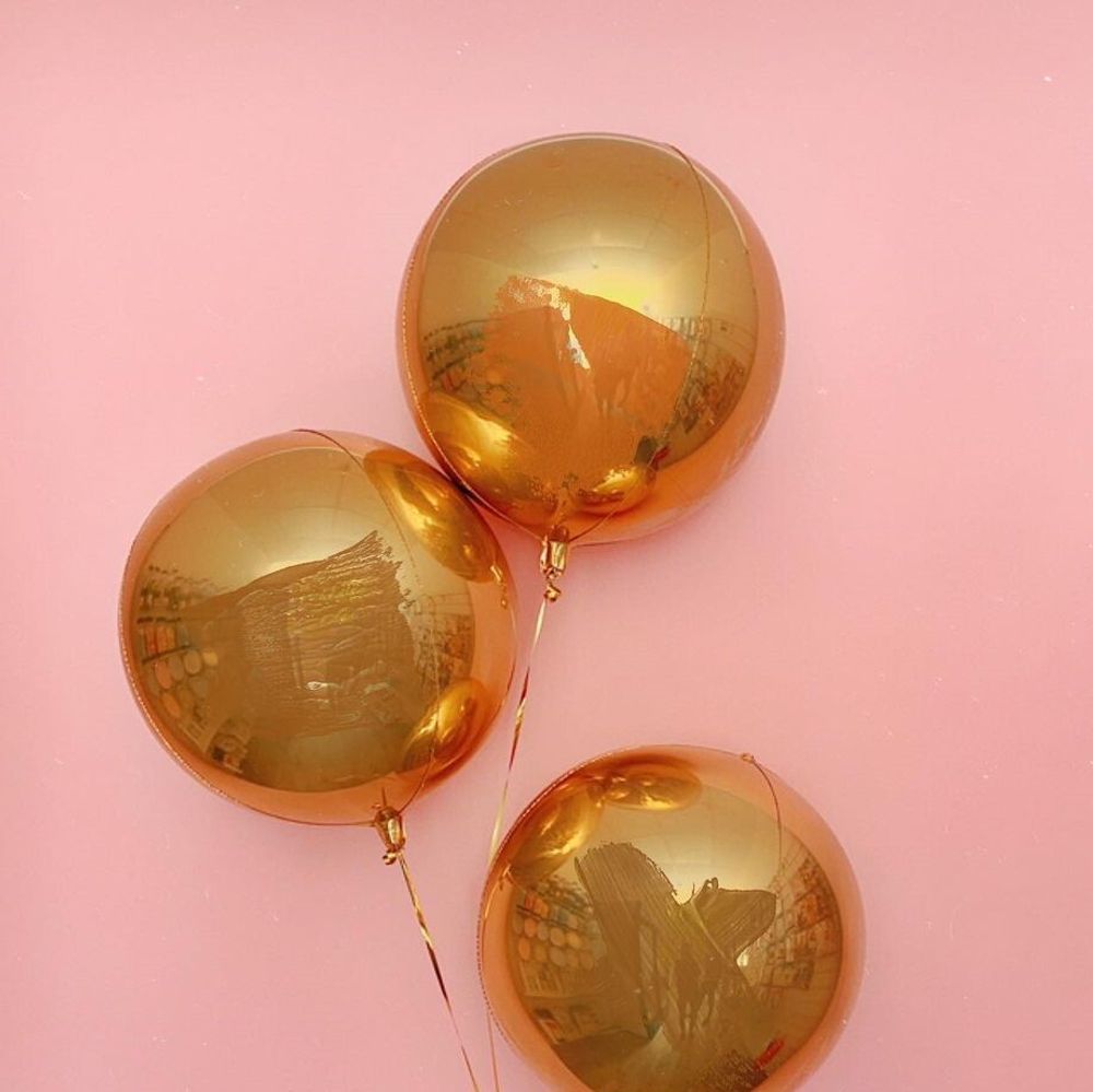 Шар А 3D СФЕРА Б/РИС 16" Металлик Gold (золото) (БГ-19) 