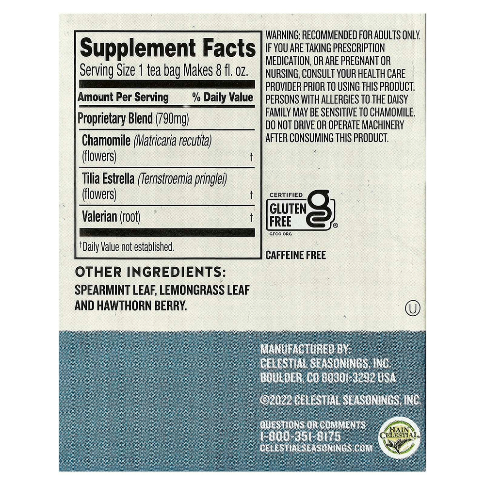 Celestial Seasonings, Wellness Tea, Sleepytime Extra®, без кофеина, 20 чайных пакетиков, 35 г (1,2 унции)