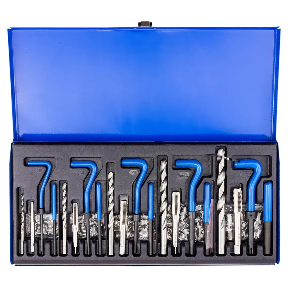 Набор приспособлений и футорок для восстановления (М5х0.8, М6х1, М8х1.25, М10х1.5, М12х1.75) 131пр., в металлическом кейсе Forsage F-9130U1