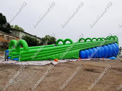 Надувная водная горка на постоянной подкачке ТУРБО «Морской остров» 20*5*10 м