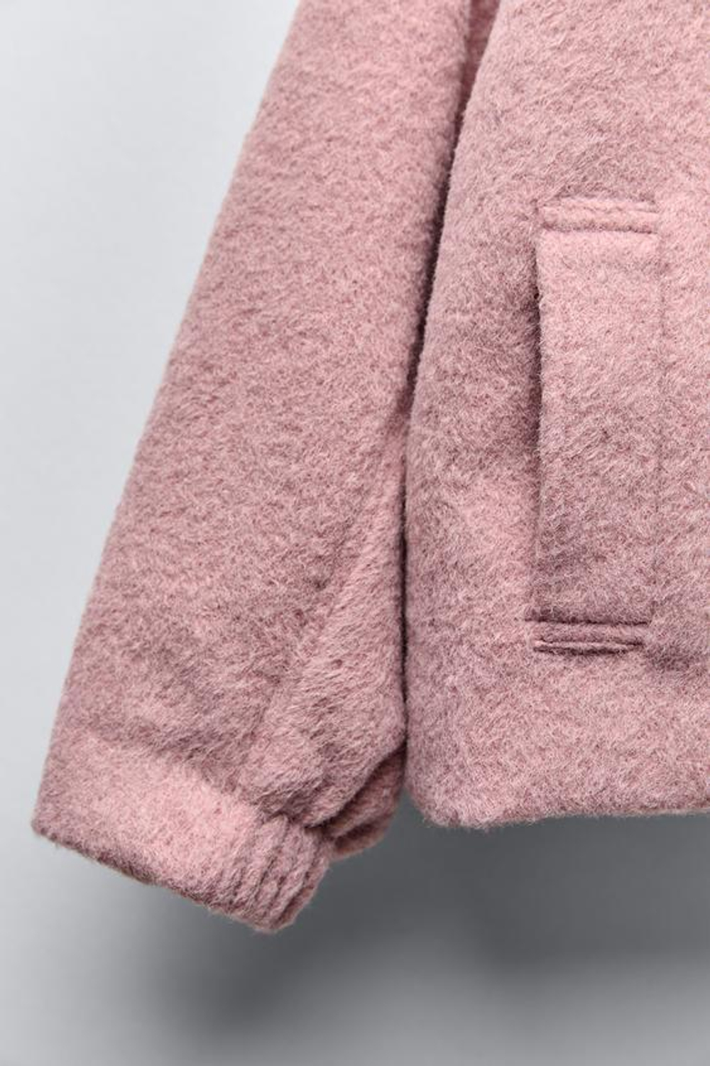 ZARA БОМБЕР ИЗ СМЕСОВОЙ ШЕРСТИ, РОЗОВАТЫЙ