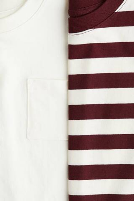 H&M Набор из 2 футболок из хлопка, белый/красный