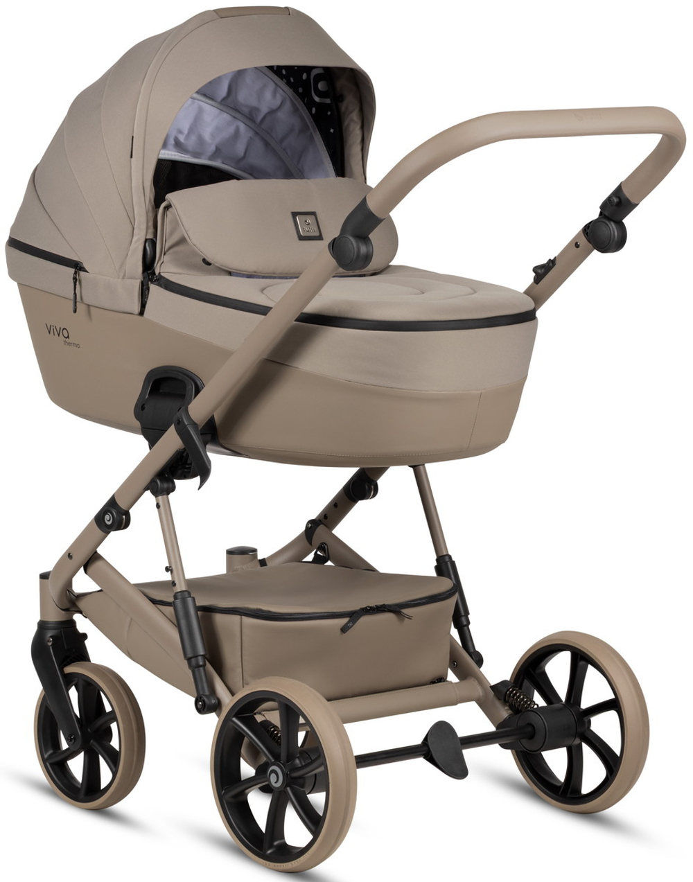 Детская коляска Tutis Viva 6 Plus Essential 4 в 1 с автокреслом Elo Lux EduSky Black и базой 1612068 Warm Grey