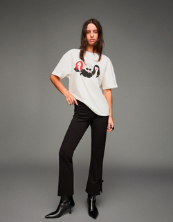 BERSHKA Футболка с коротким рукавом и принтом The Devil Wears Prada, белый