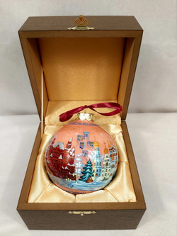 Шар новогодний с ручной росписью Палех "Москва златоглавая" в футляре