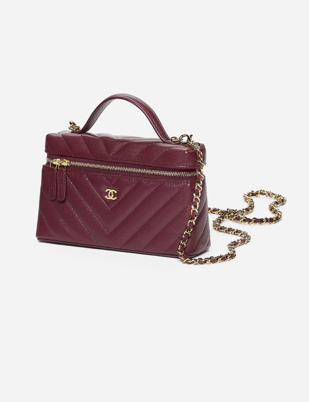 Сумка Chanel Vanity with chain Grained Shiny Calfskin & Gold-Tone Metal "Dark Burgundy"