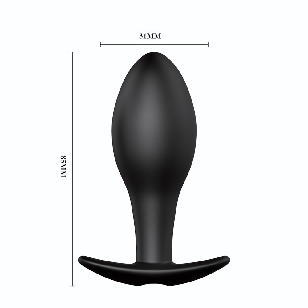Чёрная анальная пробка с пультом управления - 8,5 см. (Цвет: черный)