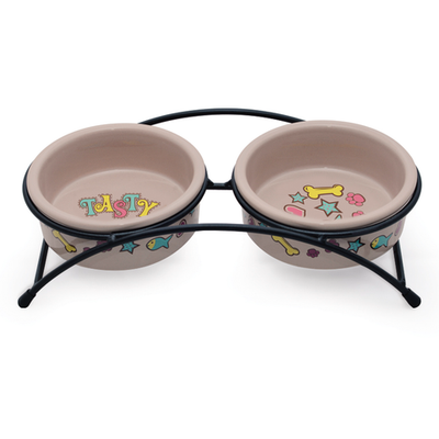 Миска керамическая на подставке "лакомка", 2*0,25л, triol