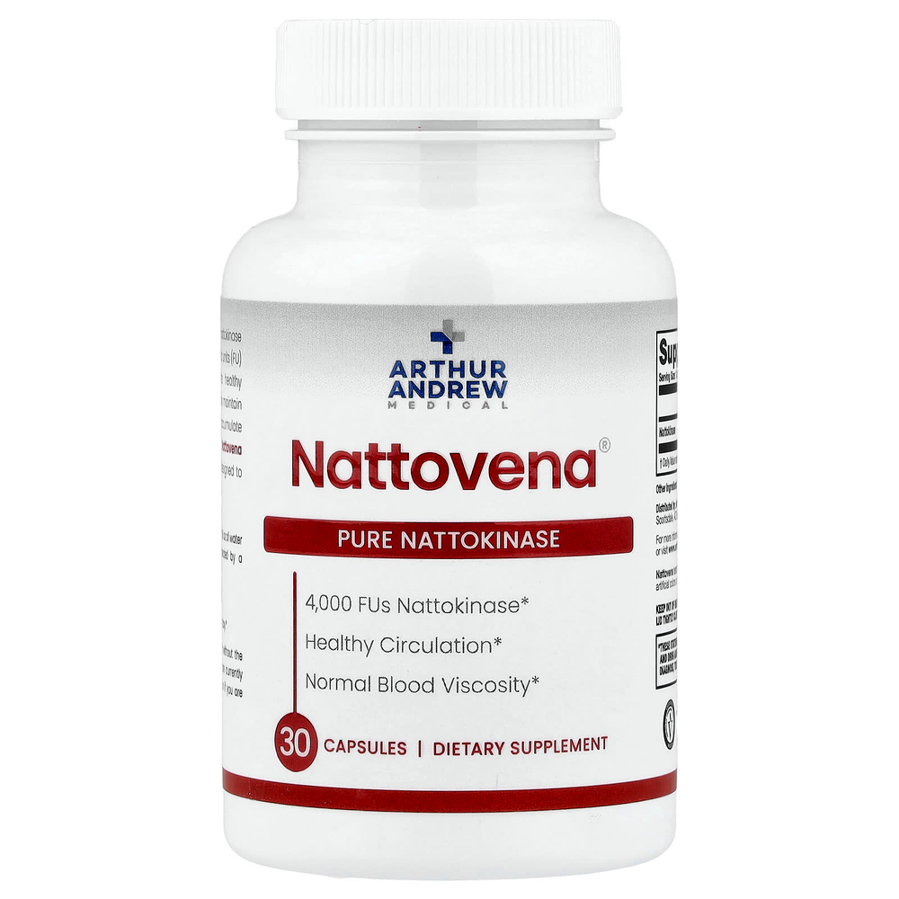 Arthur Andrew Medical, Nattovena®, чистая наттокиназа, 4000 FU, 30 капсул