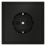 Розетка встраиваемая VOLTUM S70 с заземлением и защитными шторками, 16А, (черный матовый)