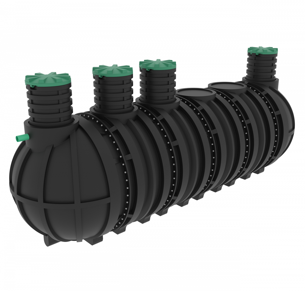 Септик переливной Мультпласт Профи М30 PR 30000 л. горизонтальный / 12000 л. в сутки / до 60 чел. / принудительный сброс (7960x2400x2400см;1 420кг;черный) - арт.552054
