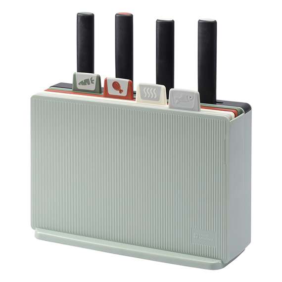 Набор из 4-х разделочных досок и 4-х ножей с держателем cut&amp;store