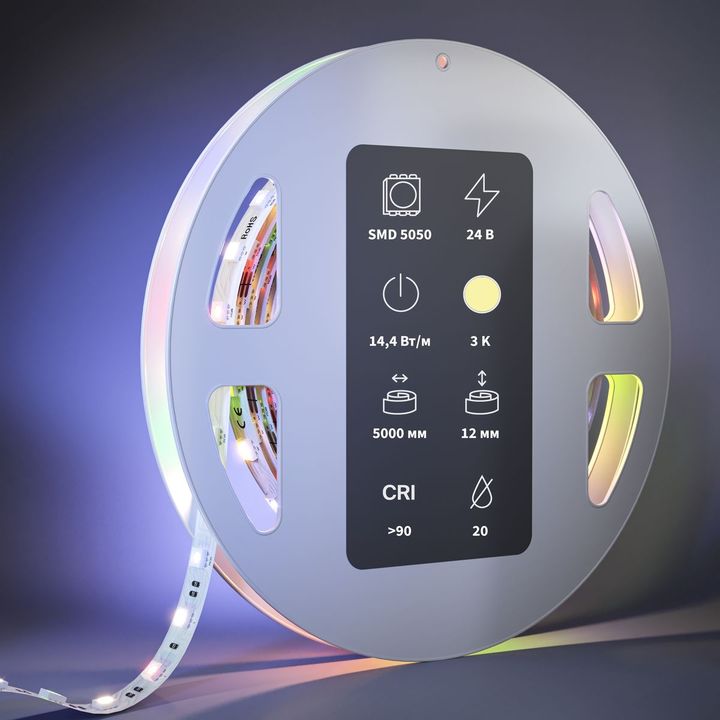 Светодиодная лента Maytoni 14,4W/m 60LED/m 5050SMD теплый белый + RGB 5M 201132