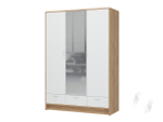 Шкаф 3-х створчатый с зеркалом ШК-03 МС Ирис (дуб крафт золото/белый)