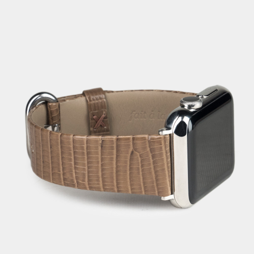 Ремешок для Apple Watch 40/41/42 mm из кожи ящерицы,  цвета кофе