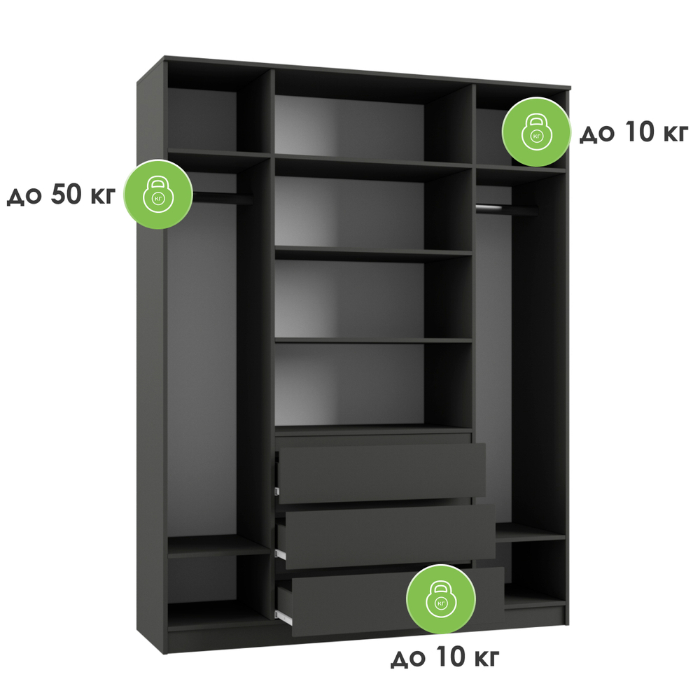 Шкаф Woodville Мадера ЛДСП графит