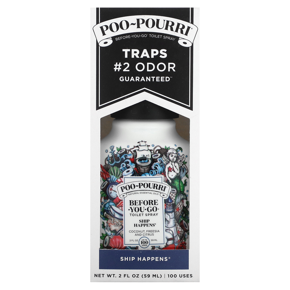 Poo-Pourri, Before-You-Go, спрей-освежитель для туалета, шиповник, кокос, фрессия и цитрус, 59 мл (2 жидк. унции)