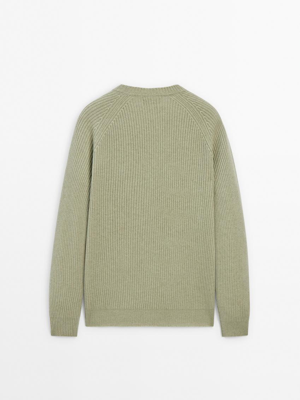 Massimo Dutti Свитер из смесовой шерсти, светло-зеленый