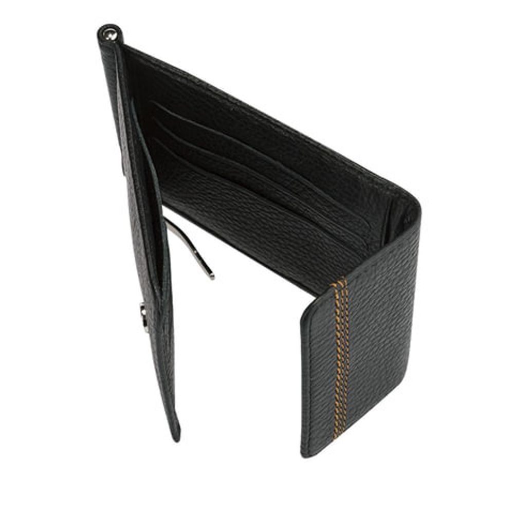 Зажим для купюр FABULA "Brooklyn", натуральная кожа, контрастная отстрочка, 86х126 мм, черный, Z.11.BR