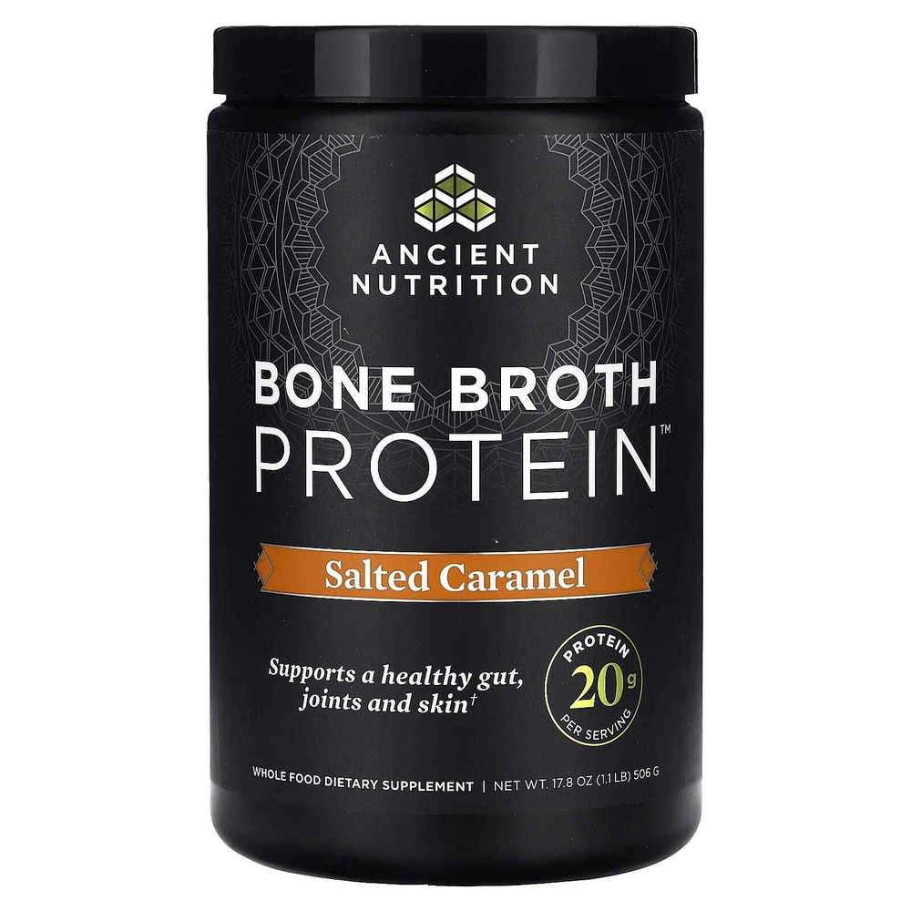 Ancient Nutrition, Bone Broth Protein, соленая карамель, 506 г (1,12 фунта)