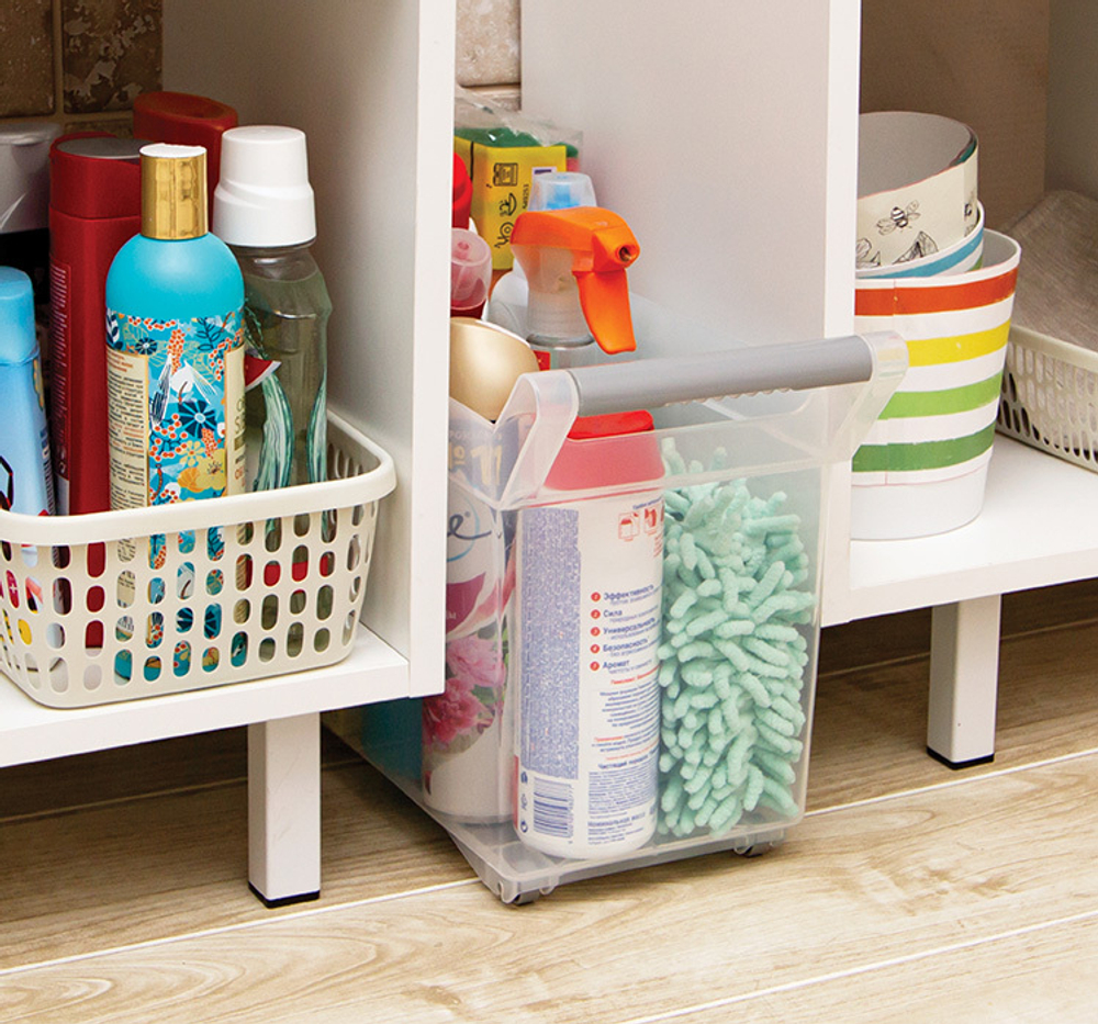 Органайзер с ручкой на колесах 10,5л Прозрачный