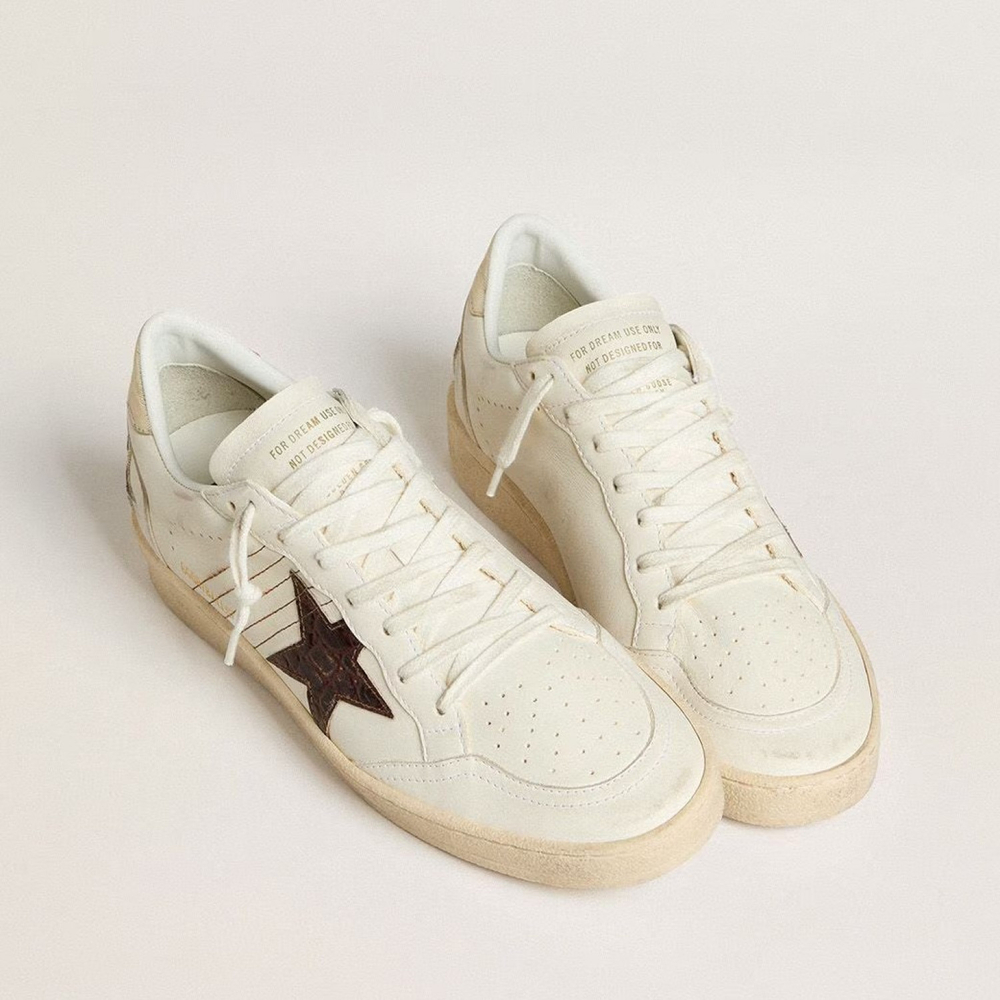 Golden Goose Ball Star / Кроко звезда / золото пятка