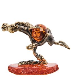 Народные промыслы AM-3029 Фигурка «Пегас» (латунь, янтарь)