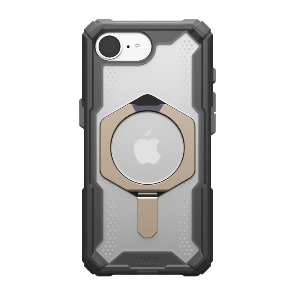 Защитный прозрачный чехол MagSafe с подставкой UAG Plasma XTE для iPhone 16e и 17e Полупрозрачный композитный гибридный чехол со встроенной подставкой и высоким уровнем защиты при падении