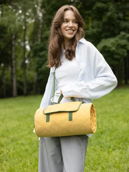 Плед для пикника и отдыха на пляже smart picnic, горчичный