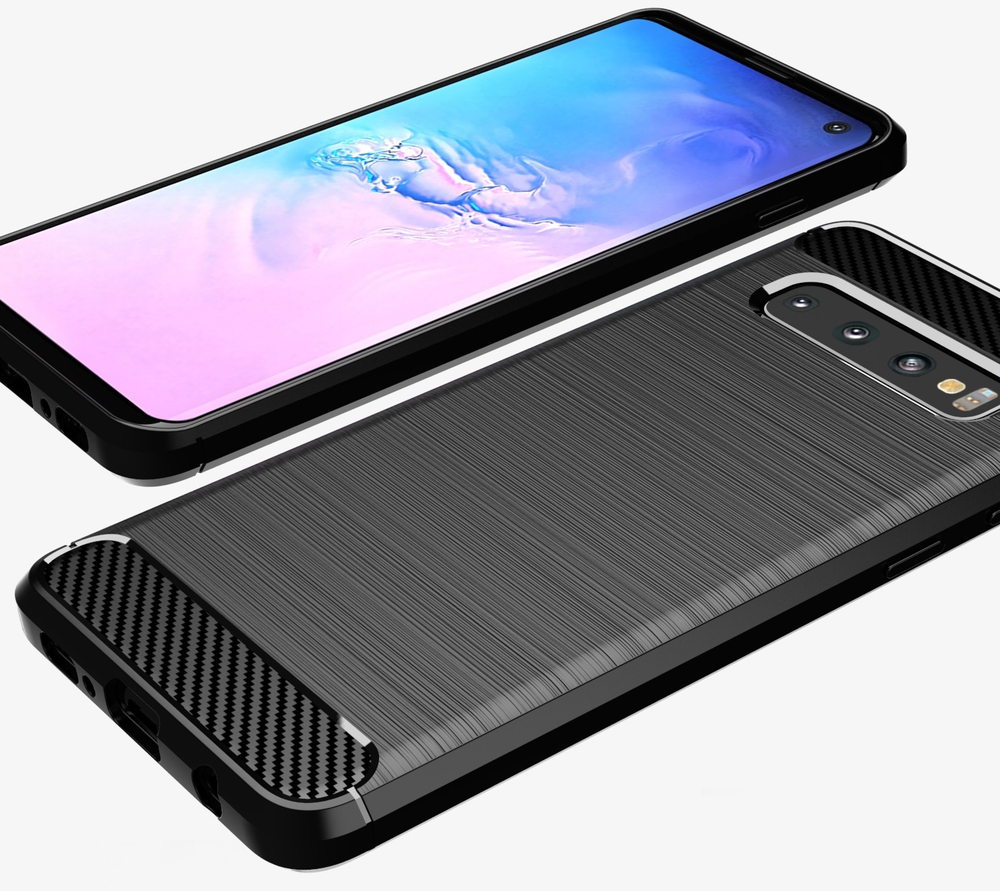 Чехол для Samsung Galaxy S 10 цвет Black (черный), серия Carbon от Caseport