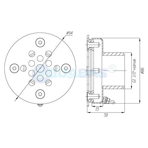 ФП.091.2/1 Форсунка донная Н200 д.90 1,5" (наружн.) пленка AISI-316