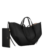 Сумка Polene Cyme EDITION TEXTURED BLACK WITH ECRU STITCHING