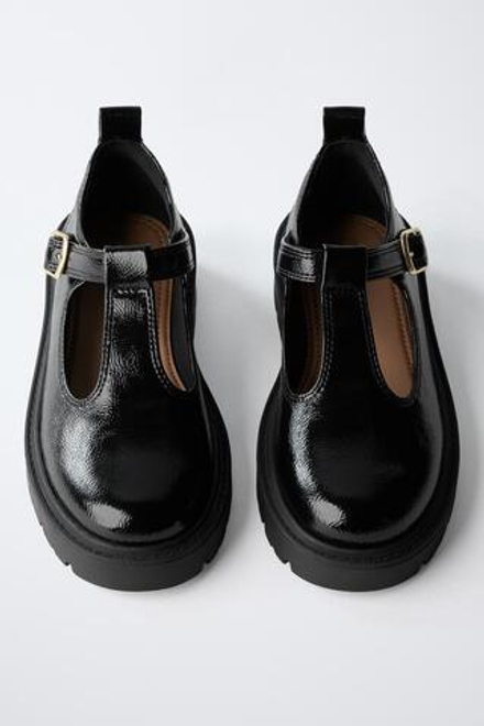 ZARA ЛАКИРОВАННЫЕ ТУФЛИ, ЧЕРНЫЙ