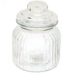 Банка для продуктов стеклянная 1100 мл с крышкой полоски