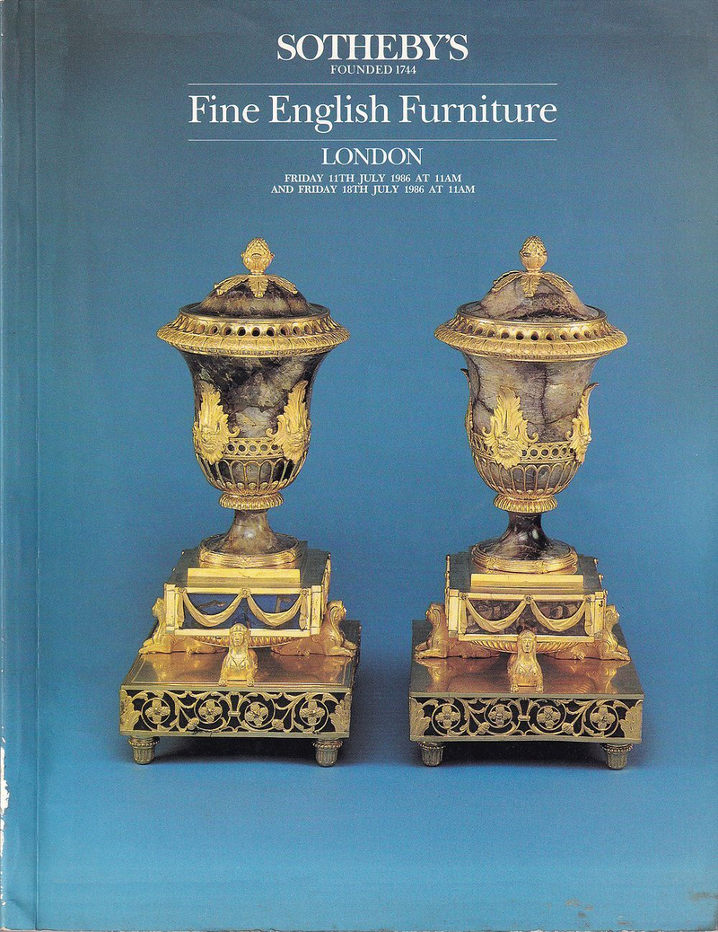 Каталог аукциона Sotheby's, Лондон, Английская мебель от 11 и 18 июля 1986 года