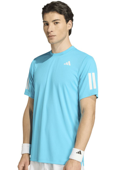 Мужская теннисная футболка Adidas Club 3-Stripes - cyan