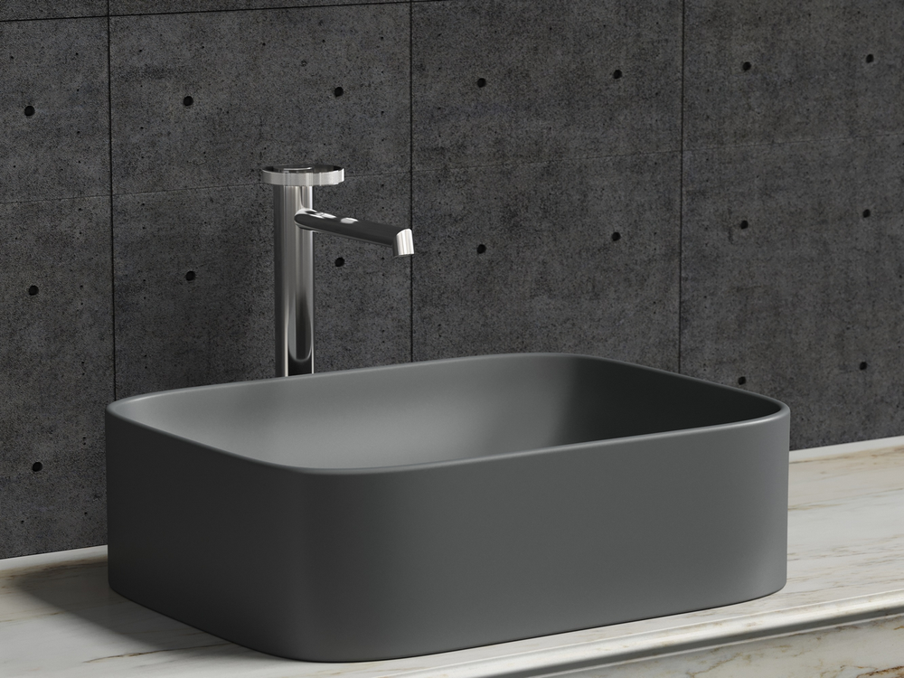 Умывальник чаша накладная прямоугольная (Темный Антрацит Матовый) Element 505x380x150мм