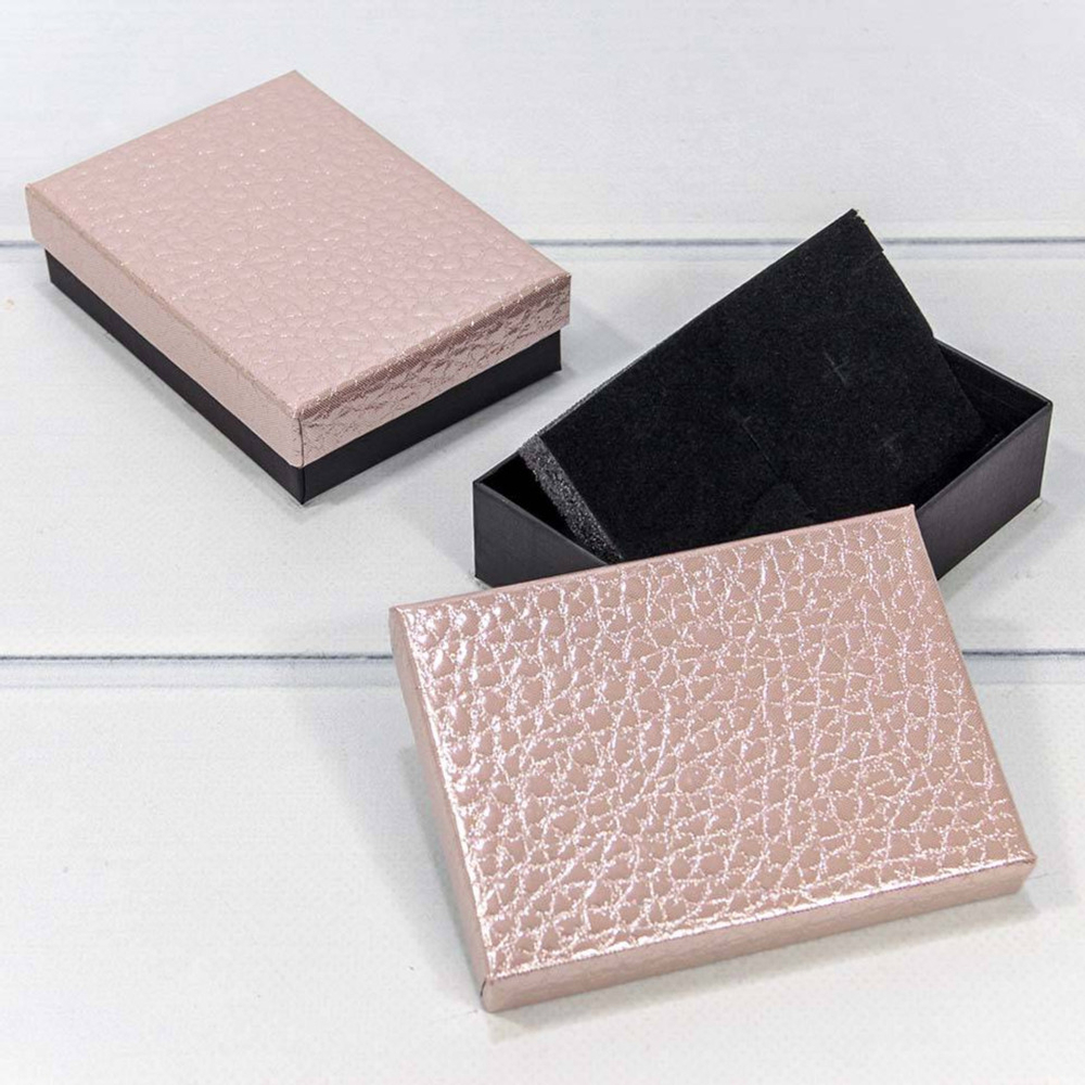 Коробка Ювелирная 11х8х3 см Набор 2 шт "Кожа крокодила" (Розовый)