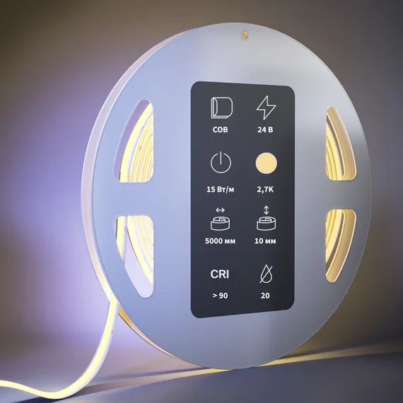 Светодиодная лента Ультра 24В COB 15Вт/м 2700K 5м IP 20 20D223 Led Strip 201223