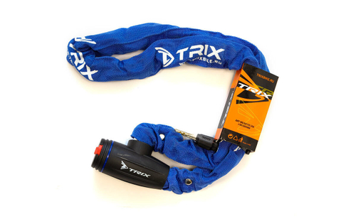 Замок велосипедный TRIX цепь, с ключами, 6×1200мм, в тканевой оплетке, голубой