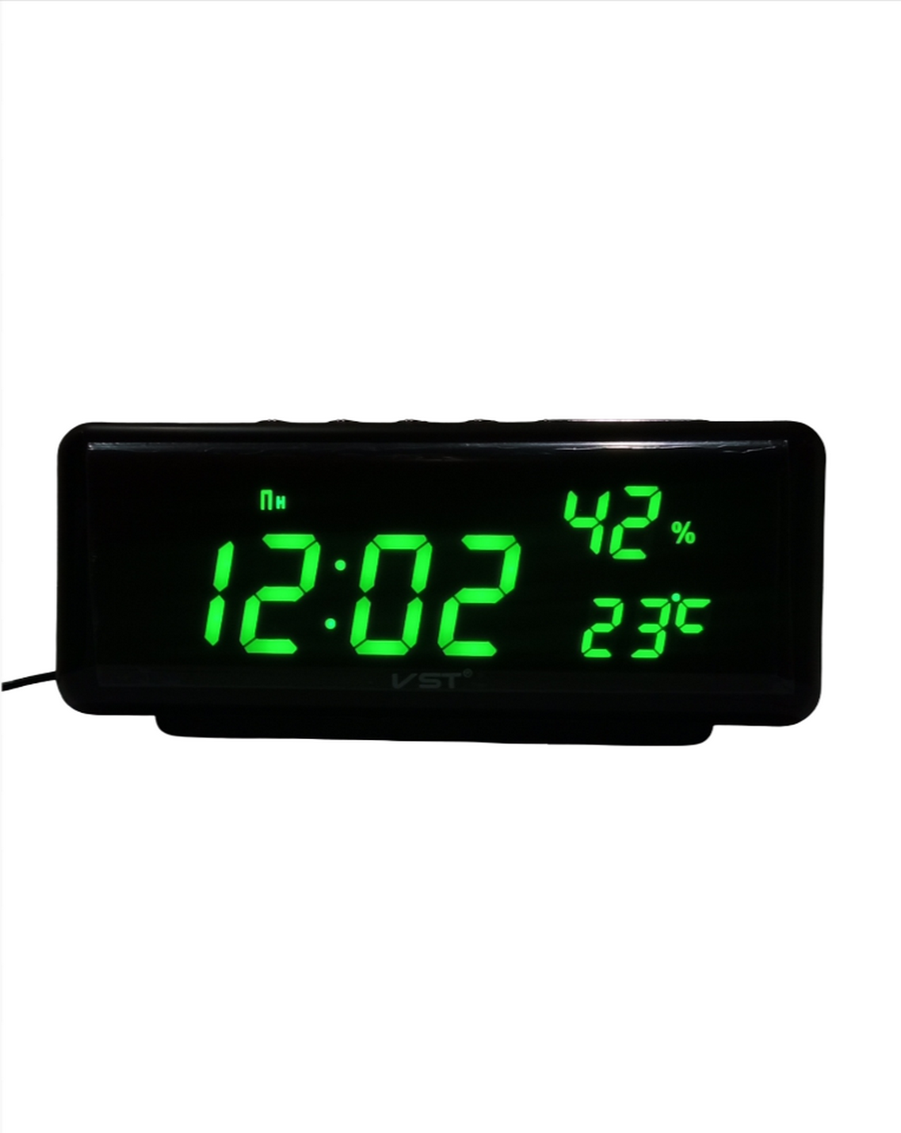 Часы VST-762S C`/%,USB питание, черный.