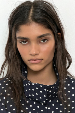 ZARA КУРТКА С РУКАВАМИ «ФОНАРИК» В ГОРОШЕК, СИНИЙ/БЕЛЫЙ